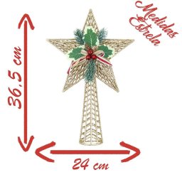 Decoração Enfeite Natal Estrela Natalina Dourada Árvore De N - 2