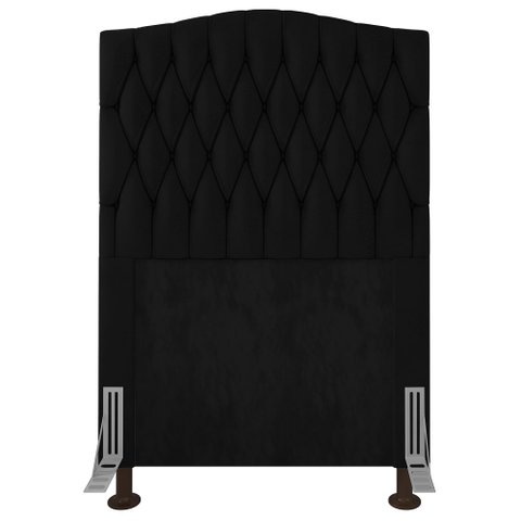 Cabeceira Cama Box Solteiro Itália 90 Cm Sintético MV Estofados Italia Preto