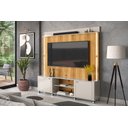 Ver imagem 1 de Estante com Rodízios Home para Sala Tv até 65 Polegadas Florença Lukaliam:off White Perolizado/freij