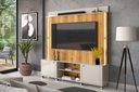Ver imagem 1 de Estante com Rodízios Home para Sala Tv até 65 Polegadas Florença Lukaliam:off White Perolizado/freij