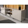 Estante com Rodízios Home para Sala Tv até 65 Polegadas Florença Lukaliam:off White Perolizado/freij - 2