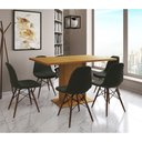 Ver imagem 1 de Mesa Jantar Londres Retangular Canela 137x90cm 6 Cadeiras Estofadas Verde Madeira