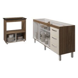 Balcão Cozinha Armário Gabinete de Pia 160 Cm Estela e Balcão para Fogão Cooktop 5 Bocas Evelyn Sava - 5