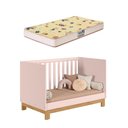 Ver imagem 4 de Quarto de Bebê com Berço 4315 Slim e Cômoda 5135 Flora Rosa Qmovi + Colchão Gazin