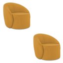 Ver imagem 2 de Poltrona Decorativa Orgânica Kit 2 Lua Veludo Mostarda D03 - D’Rossi