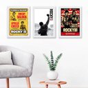 Ver imagem 2 de Kit 3 Quadros Decorativos Rocky Balboa lutas 24x18cm - com Vidro:madeira Preta