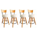 Ver imagem 1 de Kit 4 Banqueta Alta Cozinha Estofada Off-white com Encosto Madeira Urban