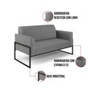 Ver imagem 2 de Sofá Namoradeira com 2 Poltronas Base Industrial Alta Preto Marisa Linho Grafite A26 D03 - D\'rossi