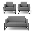Ver imagem 1 de Sofá Namoradeira com 2 Poltronas Base Industrial Alta Preto Marisa Linho Grafite A26 D03 - D\'rossi