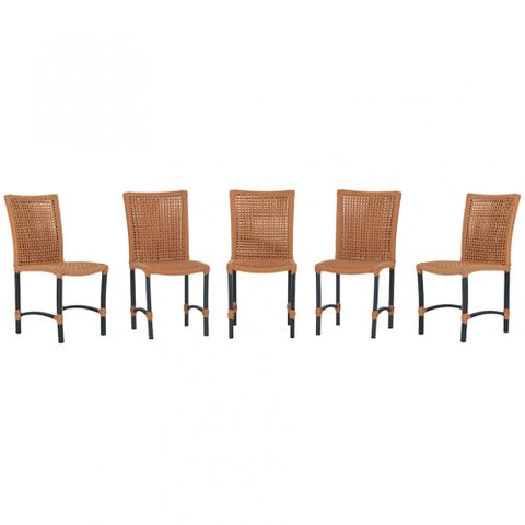 5 Cadeiras Corda Náutica Cannes em Alumínio com Pintura Eletrostática para Cozinha Jantar Edícula