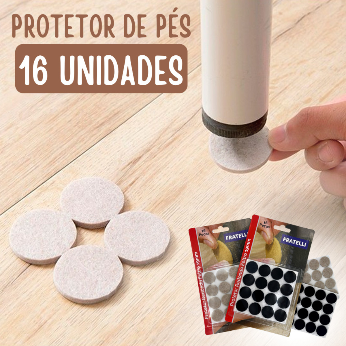 16 Feltro Kit Protetor Adesivo Pé Sofá Cadeira Mesa Proteção - 3