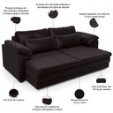 Ver imagem 4 de Sofá Retrátil para Sala de Estar 3 Lugares 215cm Riza S03 Couro Vinho - Lyam Decor