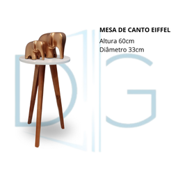 Mesa de Canto de Sala e Apoio Lateral Eiffel Branca - Demoglass - 7