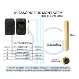 Mesa de Canto de Sala e Apoio Lateral Eiffel Branca - Demoglass - 8