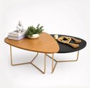 Ver imagem 2 de Conjunto de Mesa de Centro Industrial Orgânica de Metal Dourado Pietra