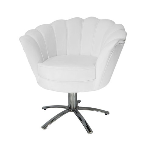 Jogo 2 Poltronas Para Sala Comercial Base Giratória de Metal Pétala Suede Branco - LM DECOR