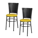 Ver imagem 1 de 2 Cadeiras para Mesa Preta Hawai Preto:amarelo