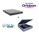 Ver imagem 1 de Cama Box Baú Casal Bipartido 138 Suede Cinza com Colchão De Espuma - D33 Ortobom ISO 100 60x138x188