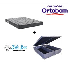 Cama Box Baú Casal Bipartido 138 Suede Cinza com Colchão De Espuma - D33 Ortobom ISO 100 60x138x188 - 1