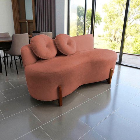 Namoradeira Sofá Feijão Lounge Orgânica Bouclé Terracota