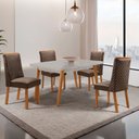 Ver imagem 1 de Mesa de Jantar Copper 120cm Tampo MDF Vidro Canto Copo com 4 Cadeiras Yasmin