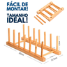 Porta Prato Suporte Madeira Bambu Cozinha Rústico Ecológico Prático Multiuso Display 6 Divisórias Se - 6