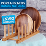 Porta Prato Suporte Madeira Bambu Cozinha Rústico Ecológico Prático Multiuso Display 6 Divisórias Se - 2