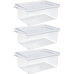 Kit 3 Organizadores de Geladeira com Tampa 660ml Cozinha Multiuso Frutas Transparente Uz - 1
