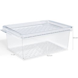 Kit 3 Organizadores de Geladeira com Tampa 660ml Cozinha Multiuso Frutas Transparente Uz - 4