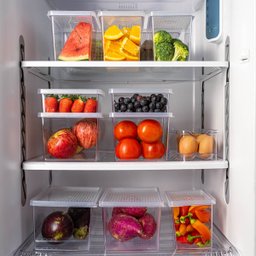 Kit 3 Organizadores de Geladeira com Tampa 660ml Cozinha Multiuso Frutas Transparente Uz - 3