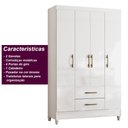 Ver imagem 4 de Guarda Roupa Paraty 111cm 4 Portas Branco Moval