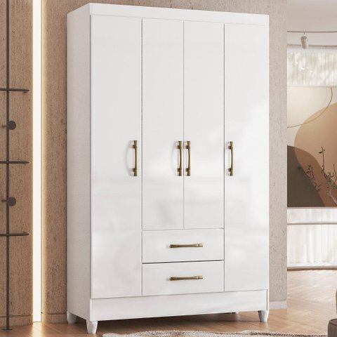 Guarda Roupa Paraty 111cm 4 Portas Branco Moval