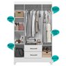 Guarda Roupa Paraty 111cm 4 Portas Branco Moval - 5