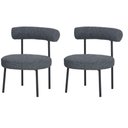 Ver imagem 1 de Kit 2 Poltronas Moma Fratini Assento e Encosto Revestidos em Linho Rústico Grafite Aço Preto