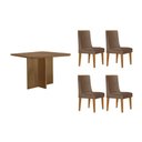Ver imagem 1 de Conjunto: Mesa Sala Jantar Berlim Curvo 90cm + 4 Cadeiras Dakota Naturale - Corano Capuccino -