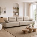 Ver imagem 3 de Sofá 5 Lugares para Sala Living 351cm Modular Pés Industrial Oslo L06 Couro Bege Areia - Lyam