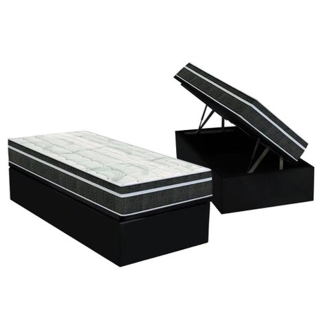 Conjunto Box Baú Solteiro: Colchão Molas Orthoflex Bonnel Venezia + Base Crc Courano Black(88x188)