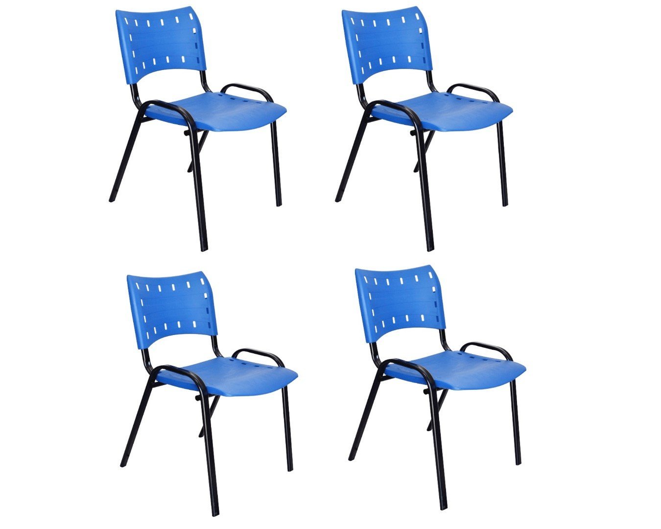 Jogo Mesa 70x70 Preta Para Sorveterias e Restaurantes Com 4 cadeiras Iso Azul - 3