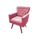 Ver imagem 1 de Poltrona Decorativa Aurora Suede Rosa Pés Madeira Ms Decor