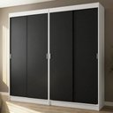Ver imagem 3 de Conjunto 2 Guarda-Roupas 4 Portas de Correr Branco/Preto Tokio Madesa