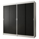 Ver imagem 1 de Conjunto 2 Guarda-Roupas 4 Portas de Correr Branco/Preto Tokio Madesa