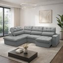 Ver imagem 3 de Sofá 4 Lugares Retrátil Reclinável Chaise Esquerdo 288cm Solin F04 Veludo Cinza - Lyam Decor