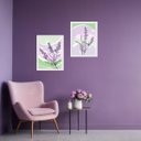Ver imagem 1 de Kit 2 Quadros Arte Lavanda Lilás e Verde 24x18cm - com Vidro:moldura Preta