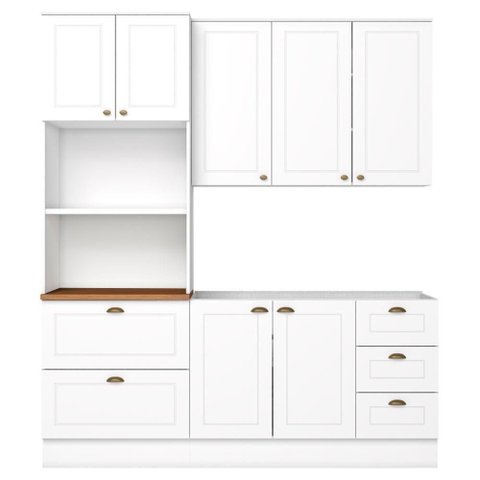 Cozinha Modulada 3 Pecas 120cm Ce759 Americana Branco Nature Henn