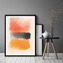 Ver imagem 1 de Quadro Decorativo Abstrato Preto Tons Laranja - 70x50cm:moldura Preta