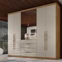 Ver imagem 2 de Guarda-roupa Casal 6 Portas 4 Gavetas Casal Giardino Amêndola Touch/nude Prime
