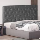 Ver imagem 2 de Cabeceira de Cama Box Estrela King 195 Cm Suede Botão Cristal Grafite do Lar Móveis e Decoração
