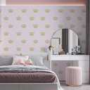 Ver imagem 1 de Papel de Parede Adesivo Baby Rosa Coroa Dourada - 2,8m