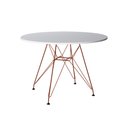Ver imagem 3 de Mesa de Jantar Redonda Eames Eiffel 90cm Branca com 4 Poltronas Brancas Ferro Cobre