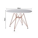 Ver imagem 5 de Mesa de Jantar Redonda Eames Eiffel 90cm Branca com 4 Poltronas Brancas Ferro Cobre